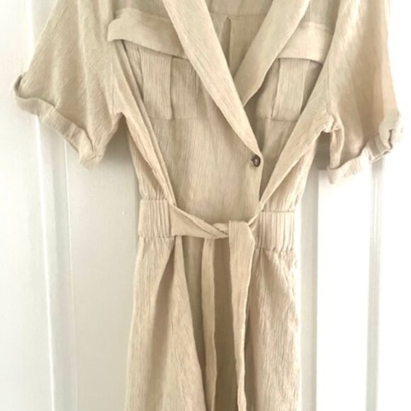 NWT Free People Clementine textured mini wrap dress in natural oatmeal Size LG - Picture 4 of 5